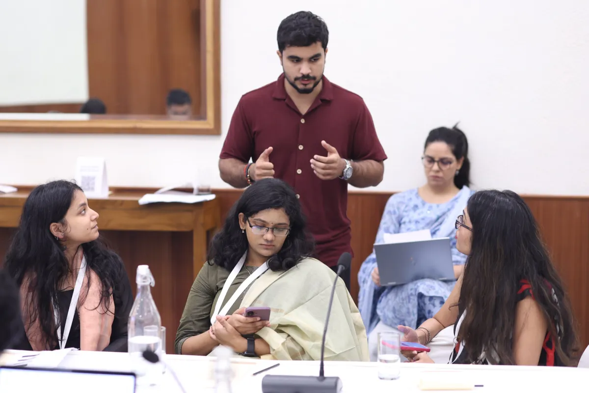 Participants trying VayuChat on laptops at the hands-on session at Clean Air Horizons 2026